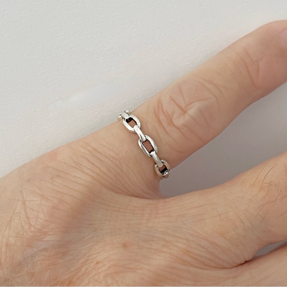 Sterling Silver Delicate Link Toe Ring, Silver Ri… - image 3